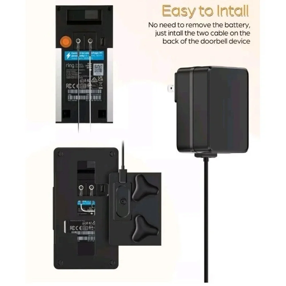 Video Doorbell Mount, Anti-Theft Compatible With Blink,Ring 4/3/2 With Plug